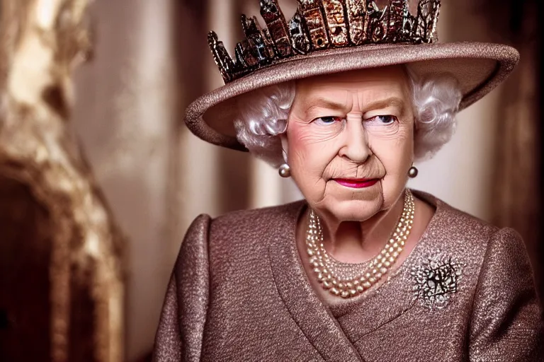 Prompt: closeup portrait of queen elizabeth as sauron, natural light, sharp, detailed face, magazine, press, photo, steve mccurry, david lazar, canon, nikon, focus