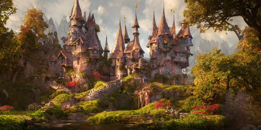 Prompt: a fairy castle, extremely detailed oil painting, unreal 5 render, fantasy digital art, octane render, beautiful composition, trending on artstation, award-winning photograph, masterpiece