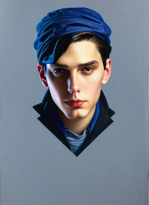 Image similar to oil portrait of jughead jones, intricate, elegant, highly detailed, lighting, painting, artstation, smooth, illustration, art by greg rutowski and alphonse mucha