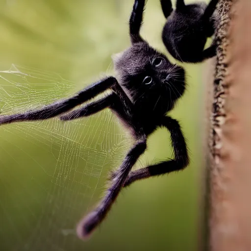 Image similar to a spider with a cat's head, photography