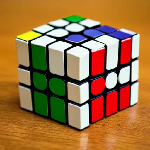 Prompt: ultra complex 5 * 7 * 9 rubiks cube, impossible to solve, hyperreal, confusing perspective, clear colours.