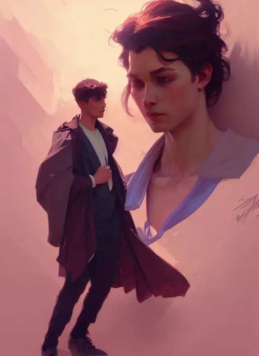 Image similar to young man and a woman, digital painting, artstation, concept art, smooth, sharp focus, illustration, art by artgerm and greg rutkowski and alphonse mucha