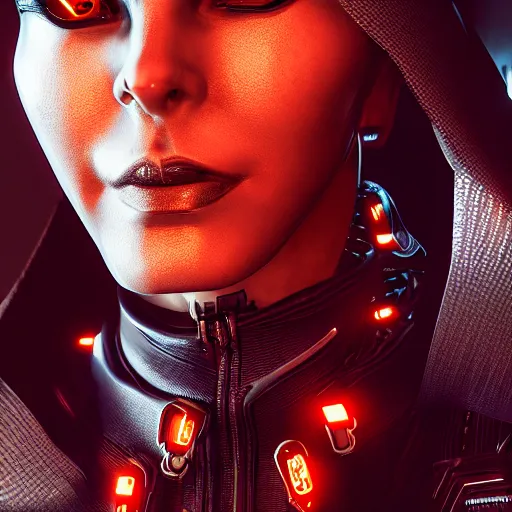 Image similar to evil cyberpunk dark lord, highly detailed, photorealistic portrait, bright studio setting, studio lighting, crisp quality and light reflections, unreal engine 5 quality render