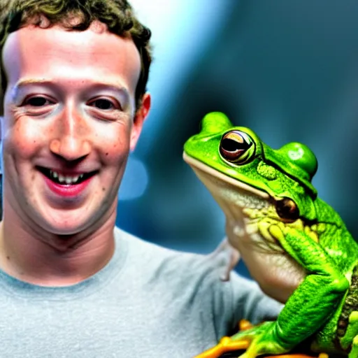 Image similar to mark zuckerberg holding a frog