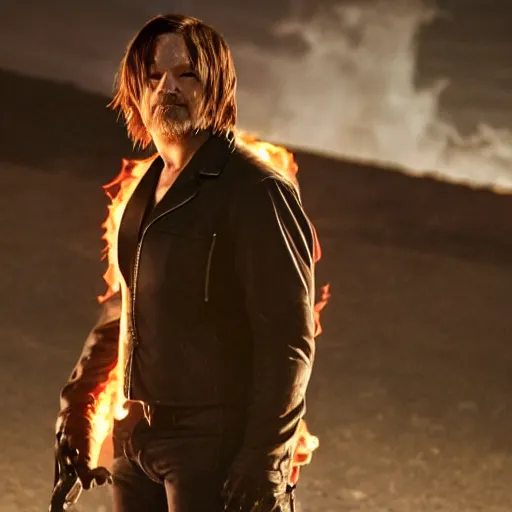 Prompt: Norman reedus as the ghost rider 4k detail