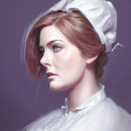 Image similar to a portrait of alexandra breckenridge as a maid, urban motifs, intricate, elegant, highly detailed, digital painting, trending on artstation, concept art, smooth sharp focus, illustration, art by artgerm and greg rutkowski