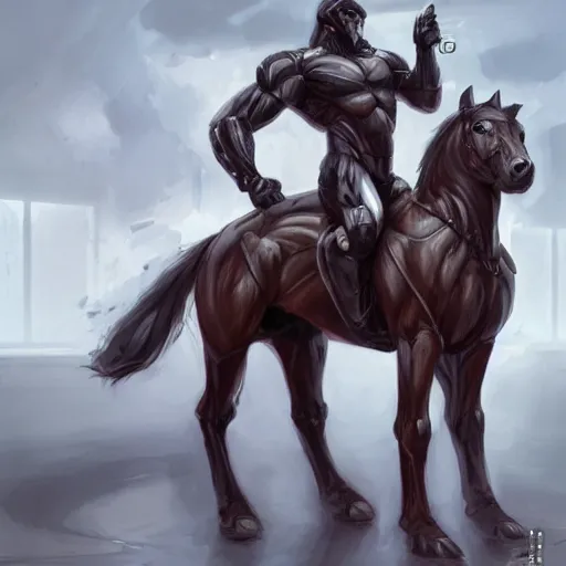 Prompt: an enormously muscular anthro horse experimental supersoldier in a research facility wearing a skintight body armor with chemical injectors, long white mane, equine, anthro art, furaffinity, highly detailed, digital painting, artstation, concept art, illustration, art by artgerm, greg rutkowski, ruan jia