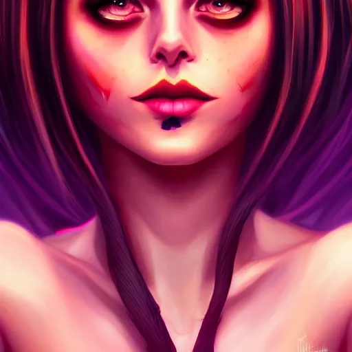 Image similar to a portrait of a beautiful willa holland death metal makeup, art by lois van baarle and loish and ross tran and rossdraws and sam yang and samdoesarts and artgerm, digital art, highly detailed, intricate, sharp focus, trending on artstation hq, deviantart, unreal engine 5, 4 k uhd image