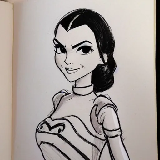 Image similar to milt kahl sketch of victoria justice as princess padme from star wars episode 3