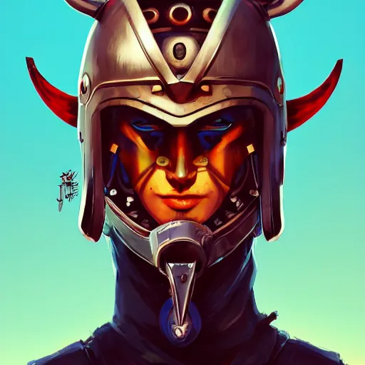 Image similar to cyberpunk viking helmet mask warrior goddess robot ninja fantasy, art gta 5 cover, official fanart behance hd artstation by jesper ejsing, by rhads, makoto shinkai and lois van baarle, ilya kuvshinov, ossdraws