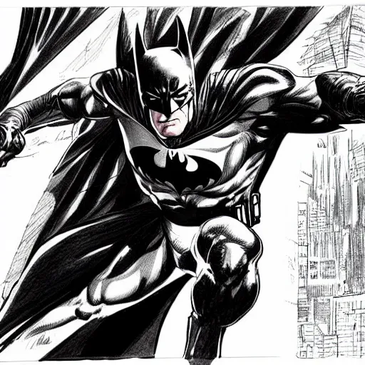 Image similar to DC Batman highly detailed pencil and ink sketch by David Finch