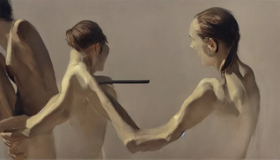 Image similar to painting by borremans, tron, detailed, stunning