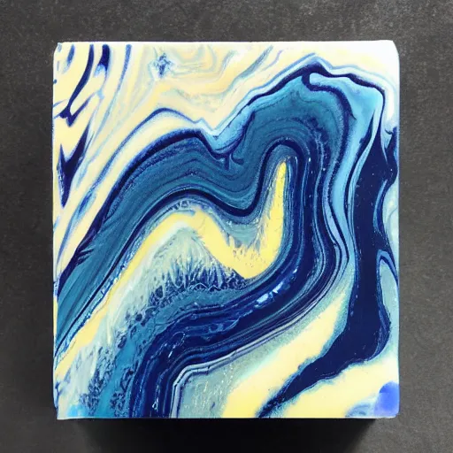 Prompt: acrylic paint pour, marbling, very detailed, 8k 4k :1 navy blue and cyan:1