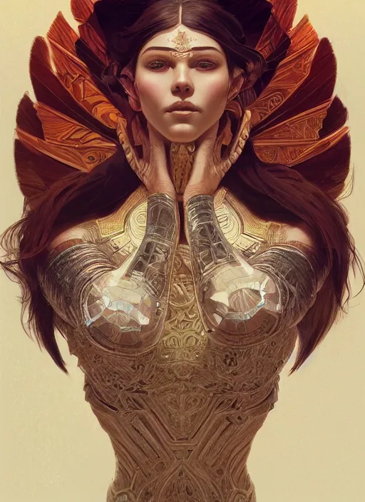 Image similar to symmetry!! sheeva, machine parts embedded into face, intricate, elegant, highly detailed, digital painting, artstation, concept art, smooth, sharp focus, illustration, art by artgerm and greg rutkowski and alphonse mucha, 8 k