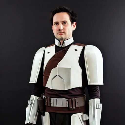 Image similar to Levi Ackerman wearing a Mandalorian chest plate