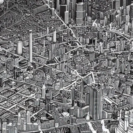 Prompt: a hyper-detailed digital masterpiece of Tokyo by kentaro miura