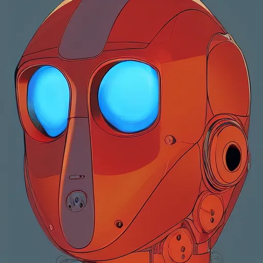 Prompt: A portrait of a robot by Moebius, trending on Artstation