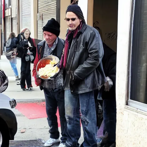 Image similar to johnny depp helping homeless people get food