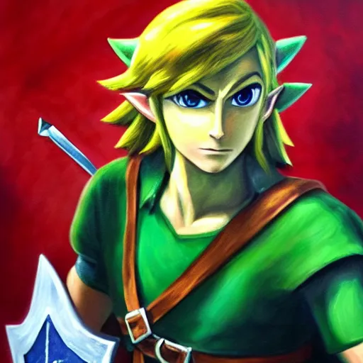 Image similar to Oil painting of Link - Hero of Time