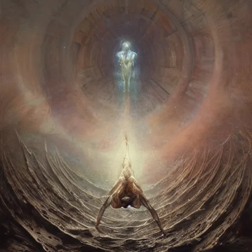 Image similar to the lonely abyss | highly detailed oil painting, hyperrealistic, very intrincate | cinematic lighting, award - winning | by rachel ruysch, giger, beksinski and bocklin | by austin osman spare and william blake, trending on artstation, cgsociety, official art, octane.