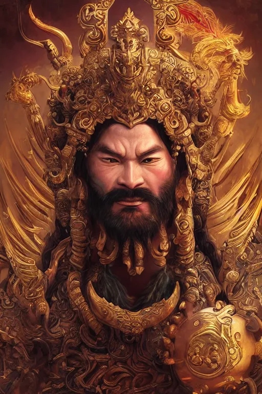 Image similar to digital painting of god of fortune china, by filipe pagliuso and justin gerard symmetric, fantasy, highly detailed, realistic, intricate port