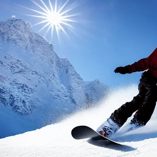 Image similar to portrait of nosferatu snowboarding in the alps, sport photography