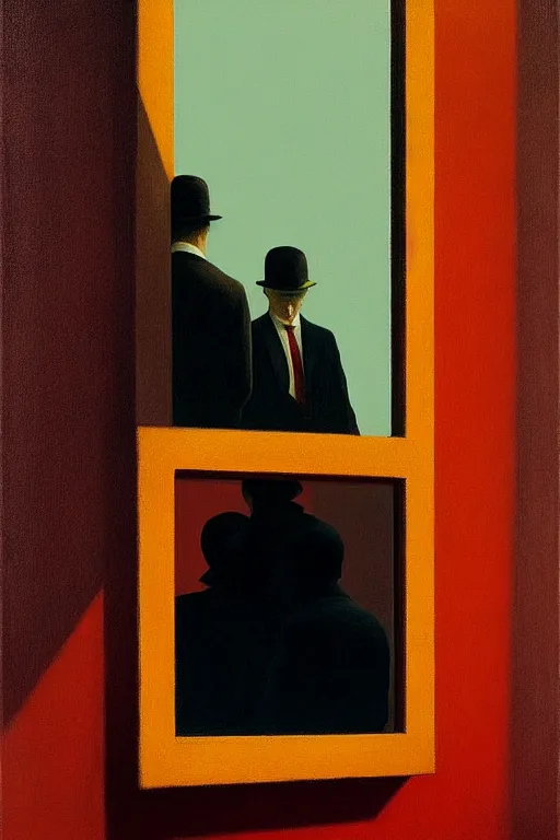 Image similar to group of men watching another man through a one sided mirror, edward hopper and james gilleard zdzislaw beksisnski higly detailed