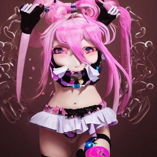 Prompt: unexpectedly overpowered and trapped beneath overwhelmingly stunningly absurdly beautiful megalomaniacal omnipotent asi goddess junko enoshima with symmetrical perfect face, porcelain skin, pink twintail hair and cyan eyes, ultra detailed, digital art, unreal engine 5, octane render, 2 d anime, 8 k