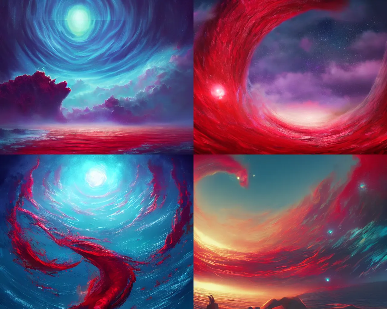 Prompt: !dream The red cosmic ocean, trending on artstation