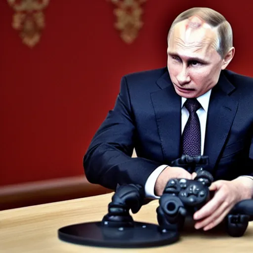 Image similar to putin playing with playstation 5