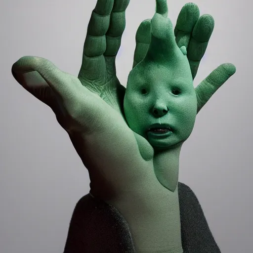 Prompt: ceramic sculptures, soft 3 d render, diffused lighting, two aliens meeting for the first time, touching fingertips, artwork by shary boyle
