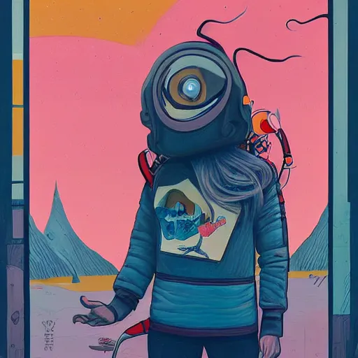 Prompt: wlop oil painting of a girl lost in space, mcbess, james jean