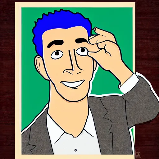 Prompt: bojack horseman style portrait of ross geller