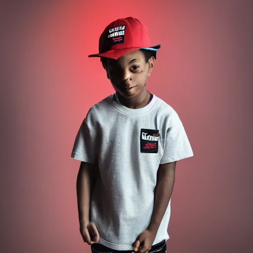 Image similar to short kid wearing a supreme shirt, detailed, studio