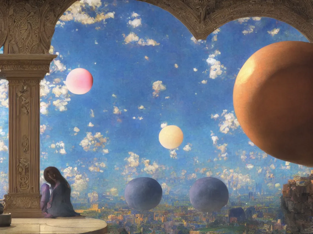 Prompt: the universe is a spheroid region 7 0 5 meters in diameter, sunlight study, art nouveau, by john william waterhouse and ( ( jan davidz de heem ) ) and ( ( ( ( lisa frank ) ) ) ), 8 k, sharp focus, octane render