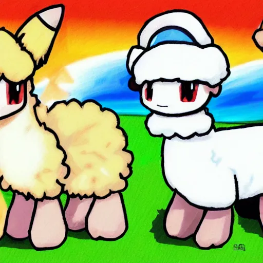 Image similar to an alpaca pokemon by ken sugimori