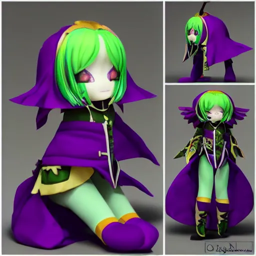 Prompt: cute fumo plush of a knight doggirl of a royal legion, green and purple, monster girl, vray