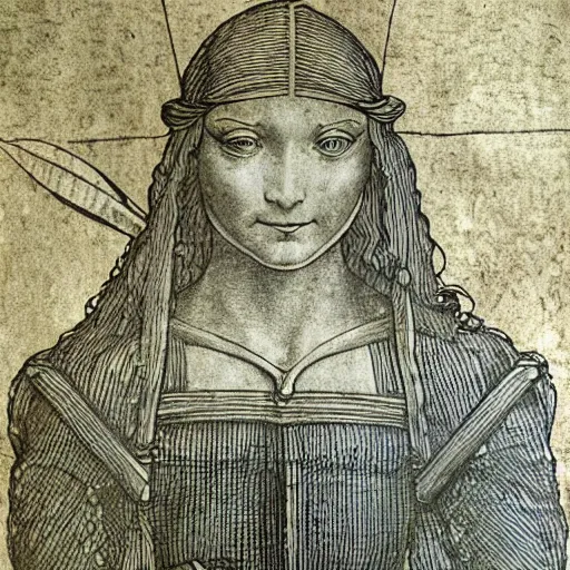 Image similar to blue print of tooth fairy style leonardo da vinci