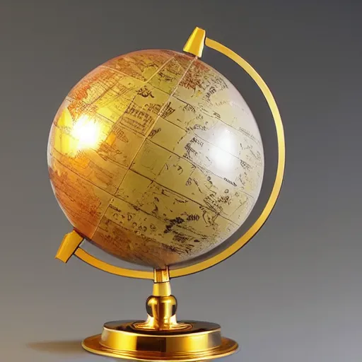Prompt: a globe made out of liquid metal