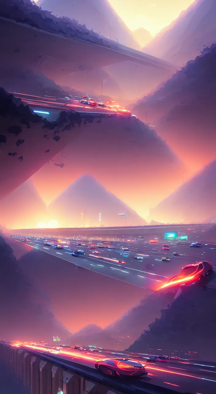 Image similar to mega-highway backed up by traffic at midnight, in marble incrusted of legends official fanart behance hd by Jesper Ejsing, by RHADS, Makoto Shinkai and Lois van baarle, ilya kuvshinov, rossdraws global illumination