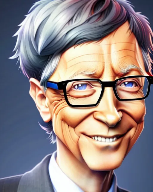 Lexica - Character concept art of bill gates as an anime boy  cute - fine  face, pretty face, realistic shaded perfect face, fine details by stanley