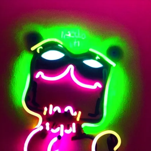 Prompt: a cute neon punky monster