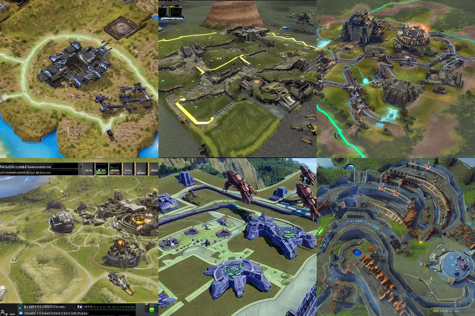 Prompt: Halo multiplayer map overview, from above