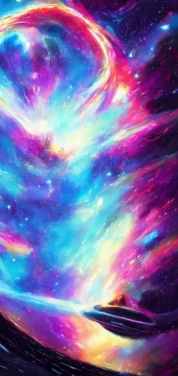 Image similar to colorful galaxy blackhole portal to hyperspace concept art by sylvan sarrailh