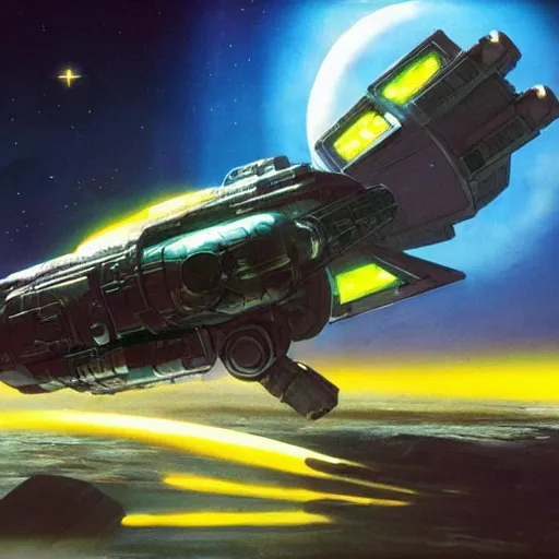 Prompt: concept art of an spaceship by chris foss, artstation hq.