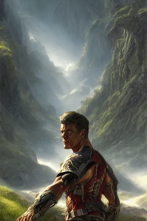 Prompt: portrait, the lost valley, landscape, alex ross, david finch, concept art, matte painting, highly detailed, rule of thirds, dynamic lighting, cinematic, detailed, denoised, centerd