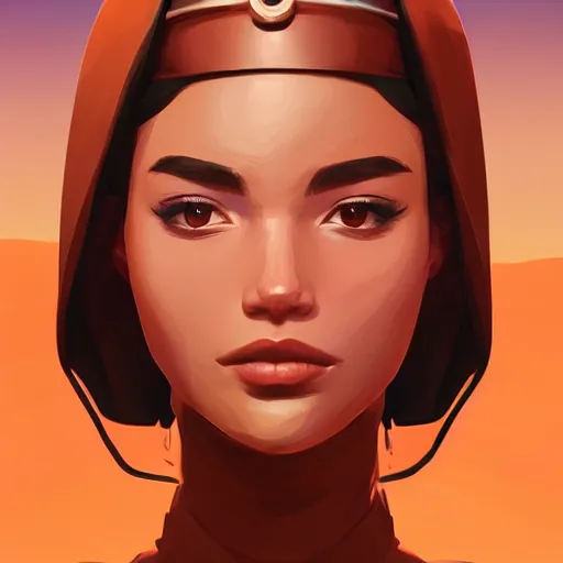 Image similar to desert soldier, smooth face, centered, solid bacgkround, median photoshop filter cutout vector behance, hd by artgerm, jesper ejsing, by rhads, makoto shinkai and lois van baarle, ilya kuvshinov, rossdraws, illustration, art by ilya kuvshinov and gustav klimt