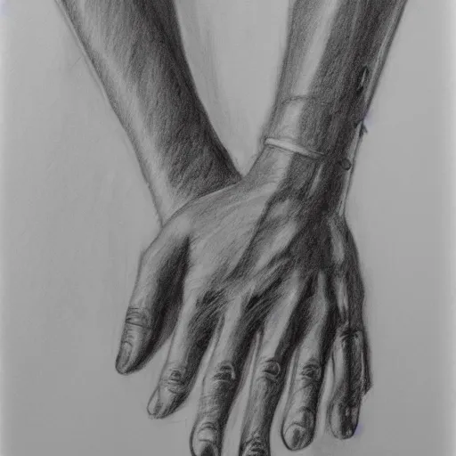 Prompt: mummy in bandages touches the hand of warrior, pencil drawing