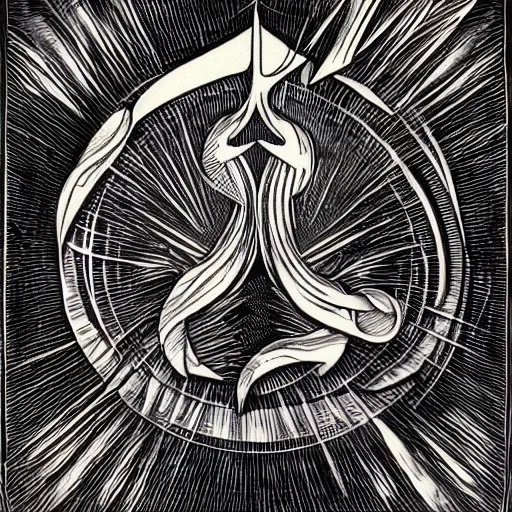 Prompt: emblem of wisdom, engraving illustration by Aaron Horkey