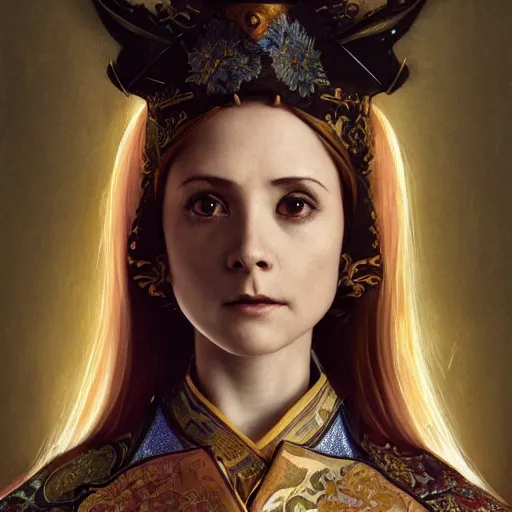 Prompt: a highly detailed portrait of buffy the vampire slayer as a medieval chinese prince, beautiful detail and color, art by john collier and albert aublet and krenz cushart and artem demura and alphonse mucha, volumetric lighting, octane render, 4 k resolution, matte, sharp focus, illustration, art by jacque - louis david, baroque style